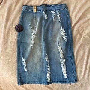 Denim pencil skirt